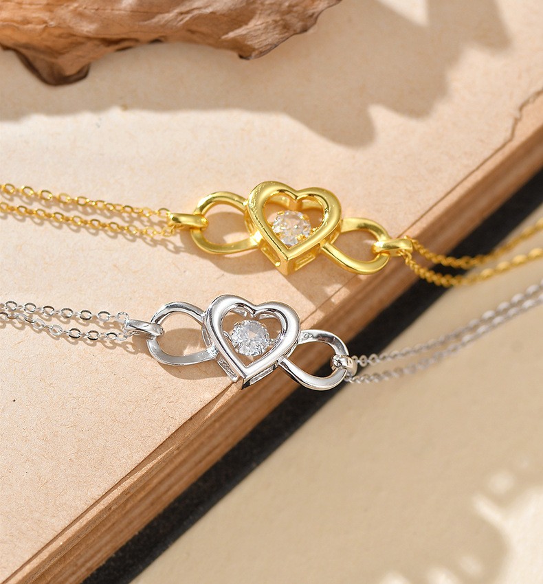 925 Sterling Silver Infinity Heart Bracelet with Cubic Zirconia, Adjustable Chain Bracelet for Women Jewelry Gift - Image 2