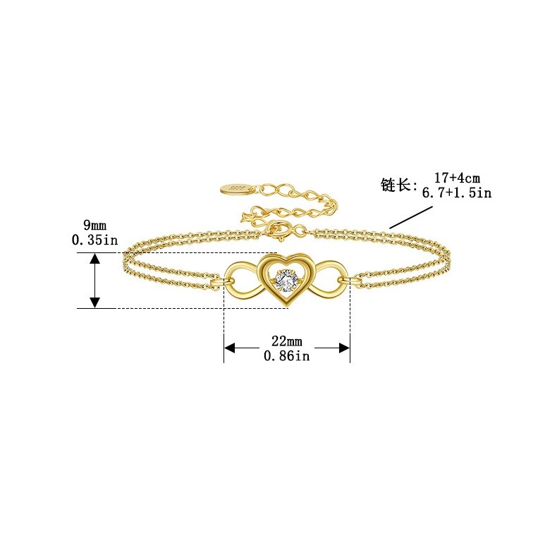 925 Sterling Silver Infinity Heart Bracelet with Cubic Zirconia, Adjustable Chain Bracelet for Women Jewelry Gift - Image 6