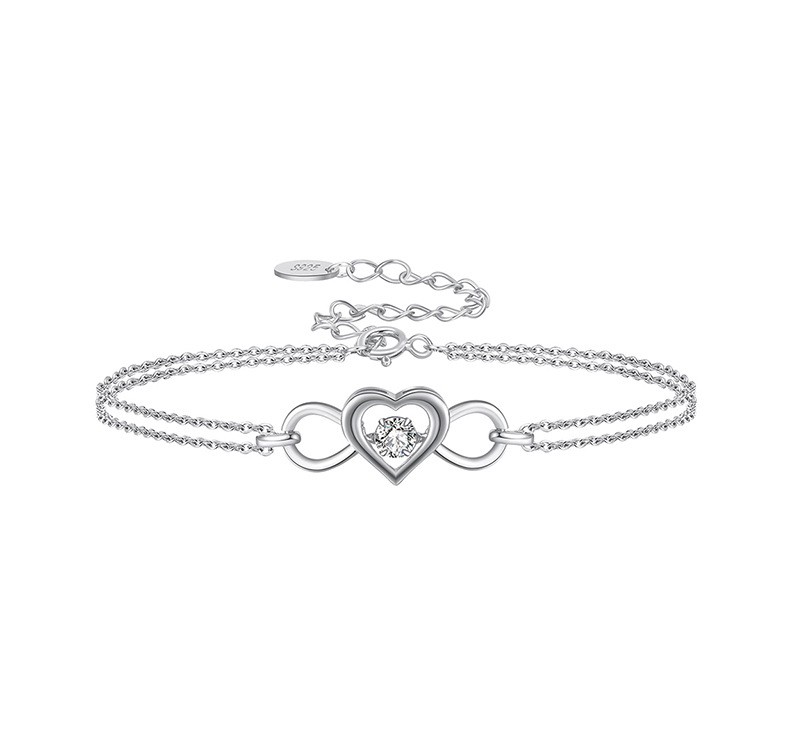 925 Sterling Silver Infinity Heart Bracelet with Cubic Zirconia, Adjustable Chain Bracelet for Women Jewelry Gift - Image 8