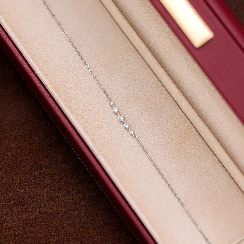 Wholesale 925 Sterling Silver Gold Plated Five Stone Cubic Zirconia Bracelet Adjustable Dainty Chain Bracelet for Women Fine Jewelry Gift - Image 5