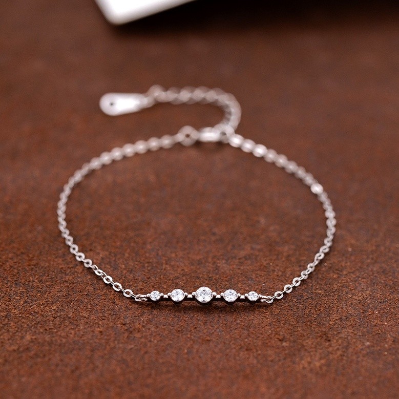 Wholesale 925 Sterling Silver Gold Plated Five Stone Cubic Zirconia Bracelet Adjustable Dainty Chain Bracelet for Women Fine Jewelry Gift - Image 8