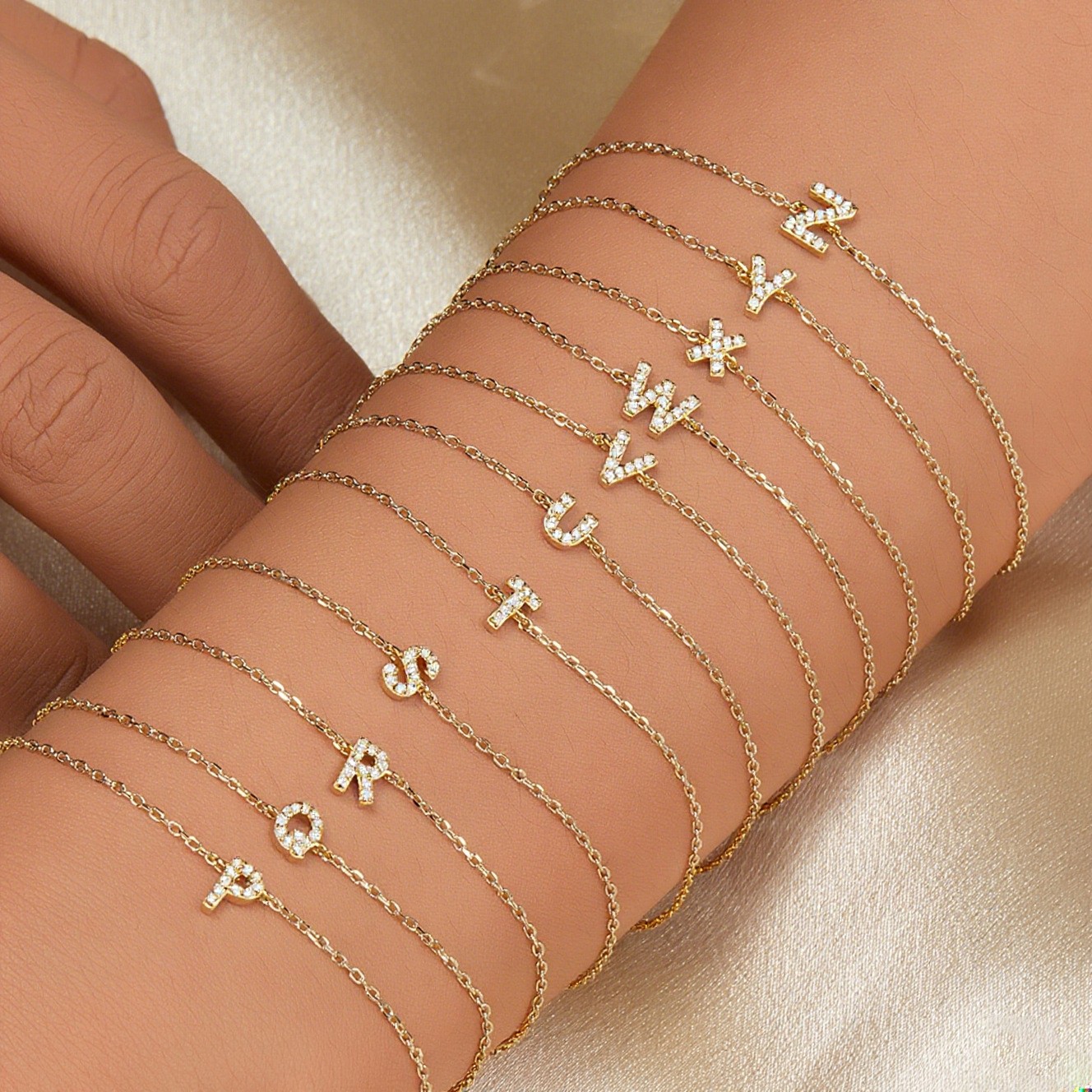 Custom A-Z Initial Letter Bracelet 925 Sterling Silver Gold Plated Cubic Zirconia Alphabet Bracelet Personalized Jewelry Gift for Women - Image 4