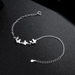 Wholesale 925 Sterling Silver Butterfly Bracelet Adjustable Paperclip Chain Bracelet for Women Minimalist Fashion Jewelry Gift