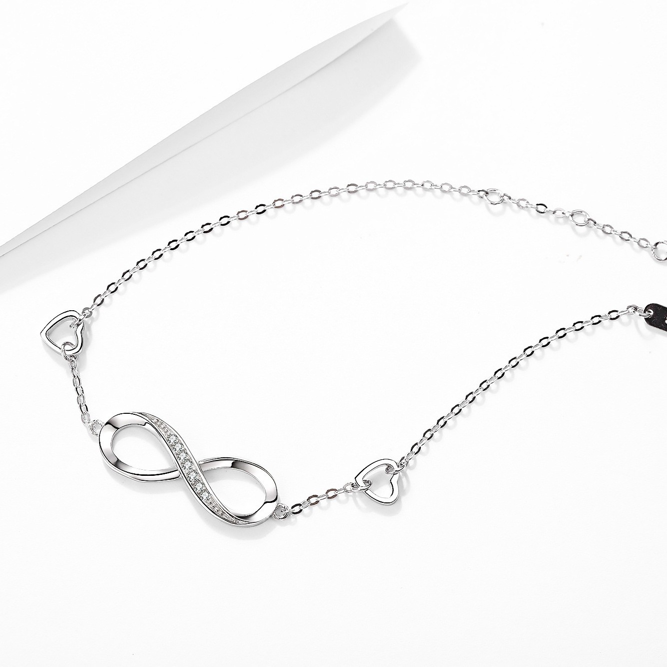 925 Sterling Silver Infinity Heart Bracelet CZ Adjustable Chain Bracelet Romantic Jewelry Gift for Women - Image 3
