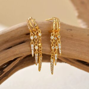 CZ Dangle Hoop Earrings