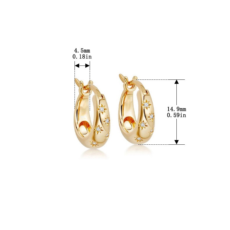 925 Sterling Silver Gold Plated Starburst Hoop Earrings Cubic Zirconia Celestial Huggie Earrings for Women - Image 8
