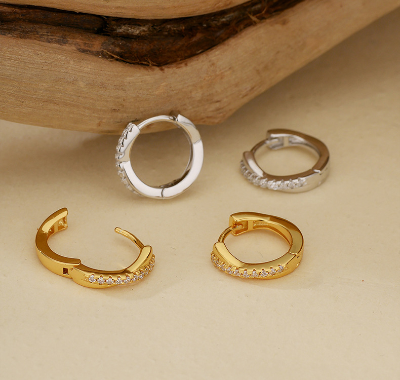 925 Sterling Silver Twisted CZ Hoop Earrings Gold Plated Crossover Huggie Earrings for Women