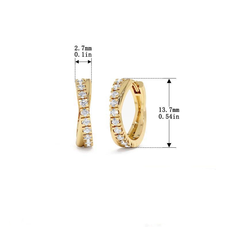 925 Sterling Silver Twisted CZ Hoop Earrings Gold Plated Crossover Huggie Earrings for Women - Image 4