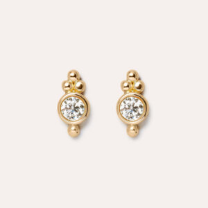 925 Sterling Silver Gold Plated Cubic Zirconia Stud Earrings Minimalist Bezel Set Crystal Earrings for Women