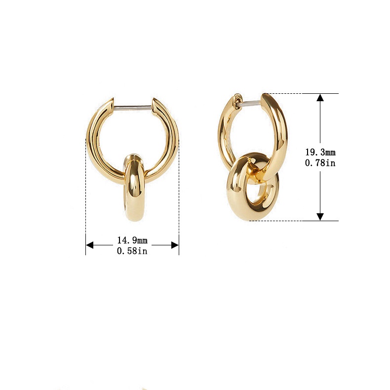 925 Sterling Silver Gold Plated Interlocking Link Hoop Earrings Chain Huggie Earrings Minimalist Fashion Jewelry for Women - Image 4