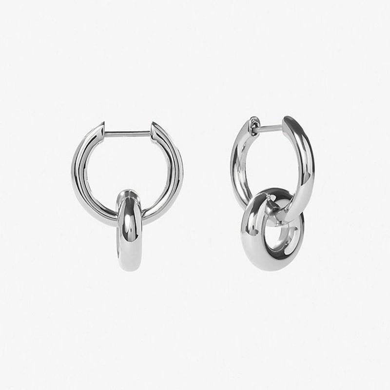 925 Sterling Silver Gold Plated Interlocking Link Hoop Earrings Chain Huggie Earrings Minimalist Fashion Jewelry for Women - Image 6