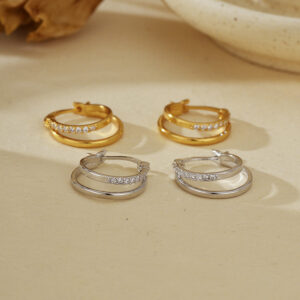 925 Sterling Silver Gold Plated CZ Hoop Earrings Pavé Cubic Zirconia Huggie Earrings Fashion Jewelry for Women