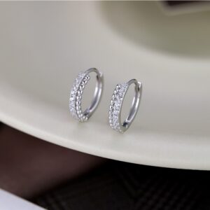 Double Row Pavé CZ Hoop Earrings