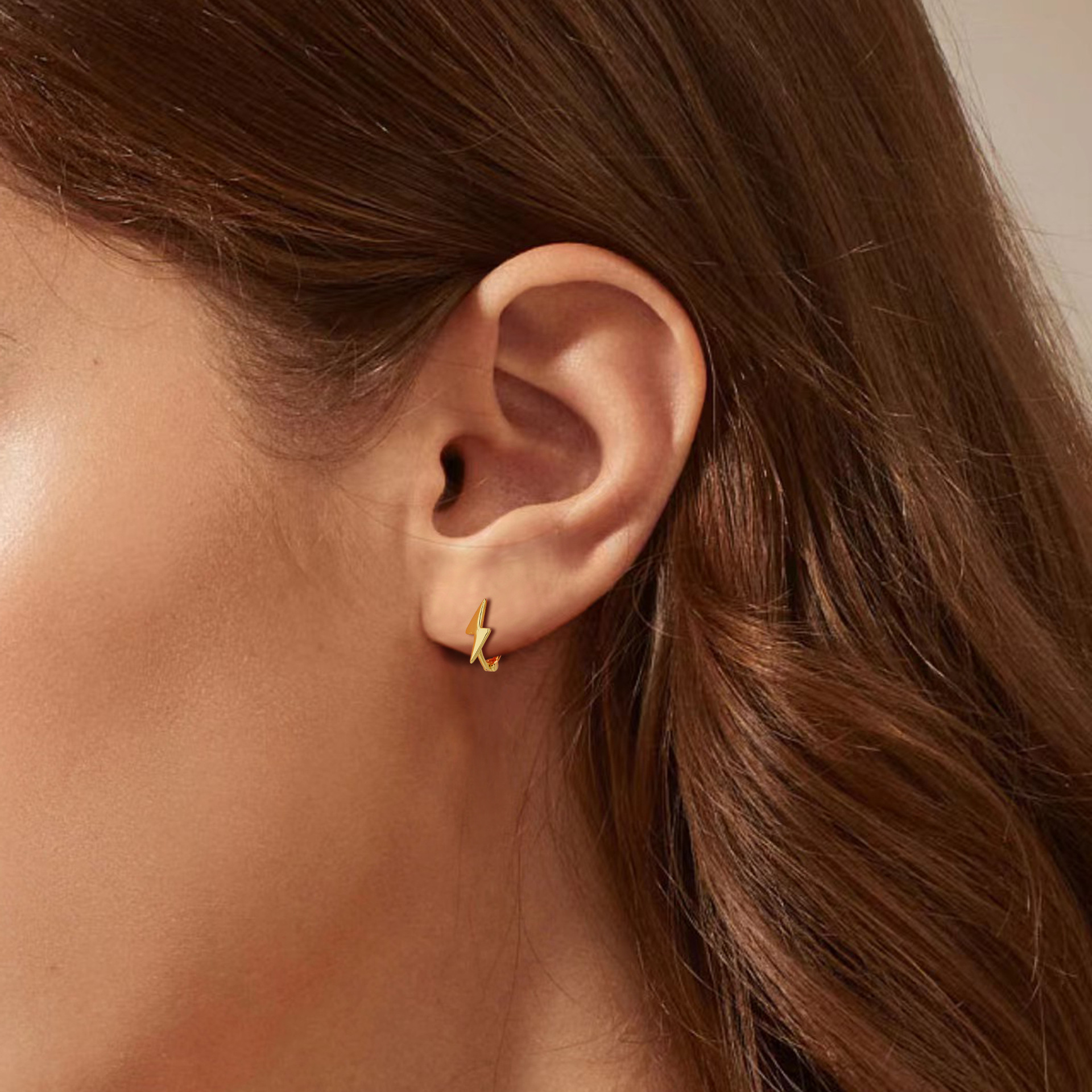 925 Sterling Silver Lightning Bolt Hoop Earrings Gold Plated Minimalist Geometric Jewelry for Women - Image 5