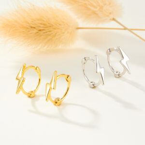 Lightning Bolt Huggie Hoop Earrings