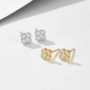 CZ Flower Stud Earrings