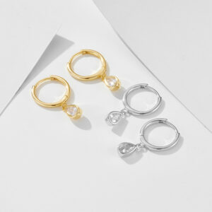 Pear Cut CZ Huggie Hoop Earrings