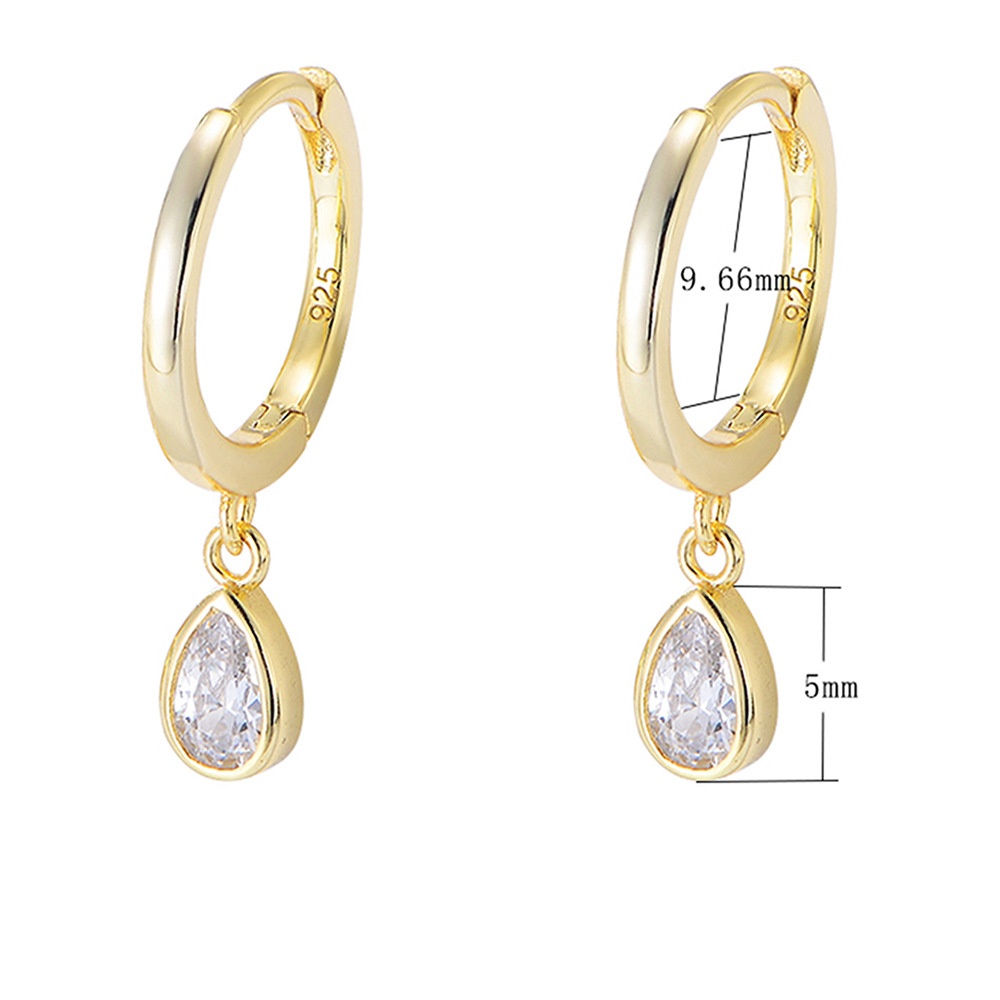 Wholesale 925 Sterling Silver Gold Plated Pear Cut Cubic Zirconia Huggie Hoop Earrings Teardrop Dangle Earrings for Women Fine Jewelry - Image 5
