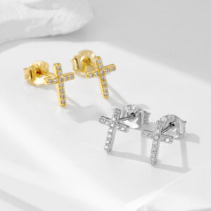 Pavé CZ Cross Stud Earrings