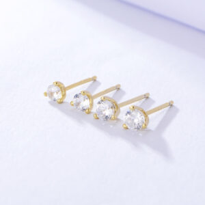 Round CZ Solitaire Stud Earrings