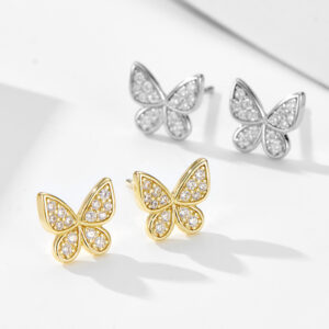 CZ Butterfly Stud Earrings