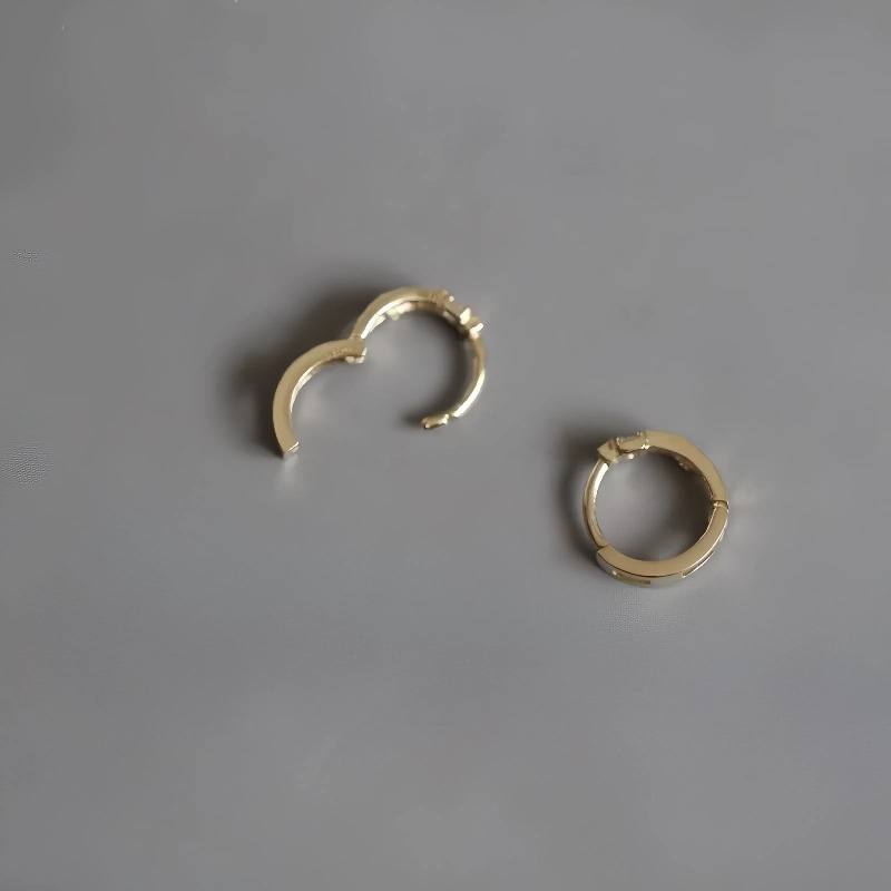 Wholesale 925 Sterling Silver Gold Plated Double Cubic Zirconia Huggie Hoop Earrings Minimalist Small Hoop Earrings for Women