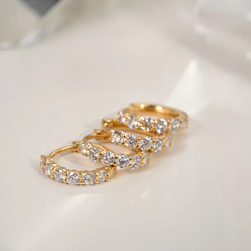 925 Sterling Silver Gold Plated Pave CZ Huggie Hoop Earrings Luxury Cubic Zirconia Hoop Earrings for Women