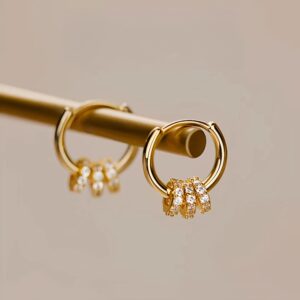 Triple CZ Huggie Hoop Earrings