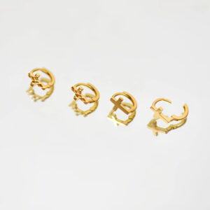 Cross Huggie Hoop Earrings