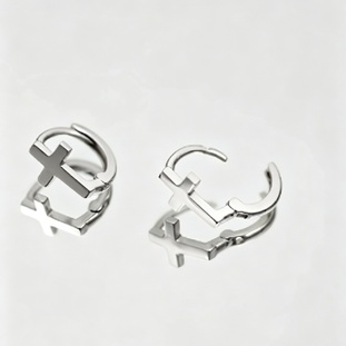 925 Sterling Silver Gold Plated Cross Huggie Hoop Earrings Minimalist Christian Jewelry Earrings for Women - Image 7