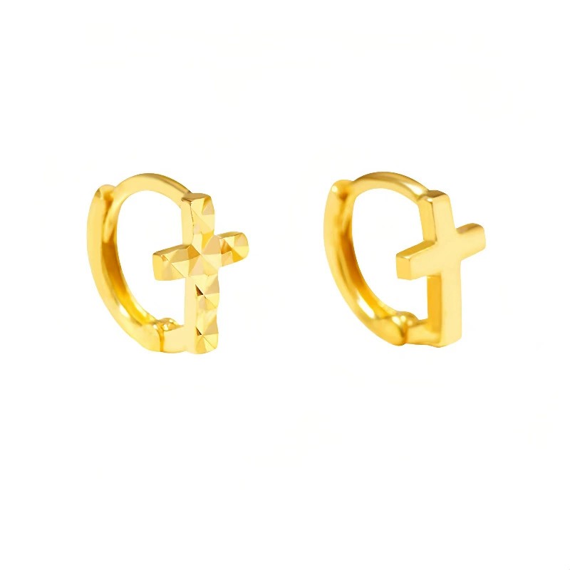 925 Sterling Silver Gold Plated Cross Huggie Hoop Earrings Minimalist Christian Jewelry Earrings for Women - Image 8