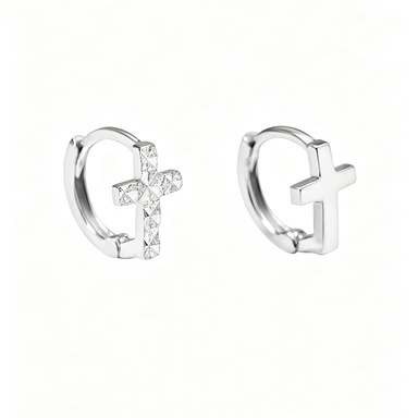 925 Sterling Silver Gold Plated Cross Huggie Hoop Earrings Minimalist Christian Jewelry Earrings for Women - Image 9