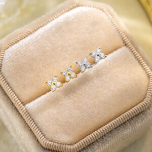Marquise Cut CZ Flower Stud Earrings