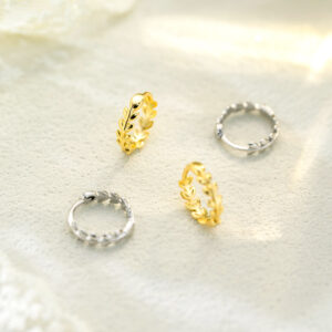 Laurel Leaf Huggie Earrings