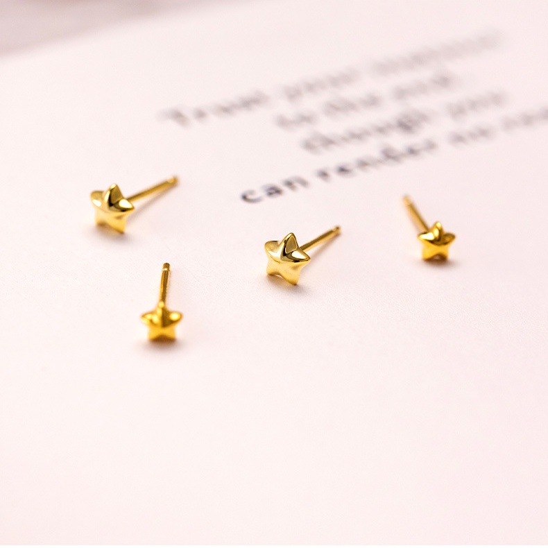 925 Sterling Silver Gold Plated Star Stud Earrings Minimalist Five Point Star Earrings Cute Fashion Jewelry for Women