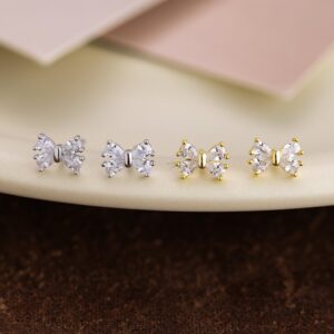 Pear Cut CZ Bow Stud Earrings