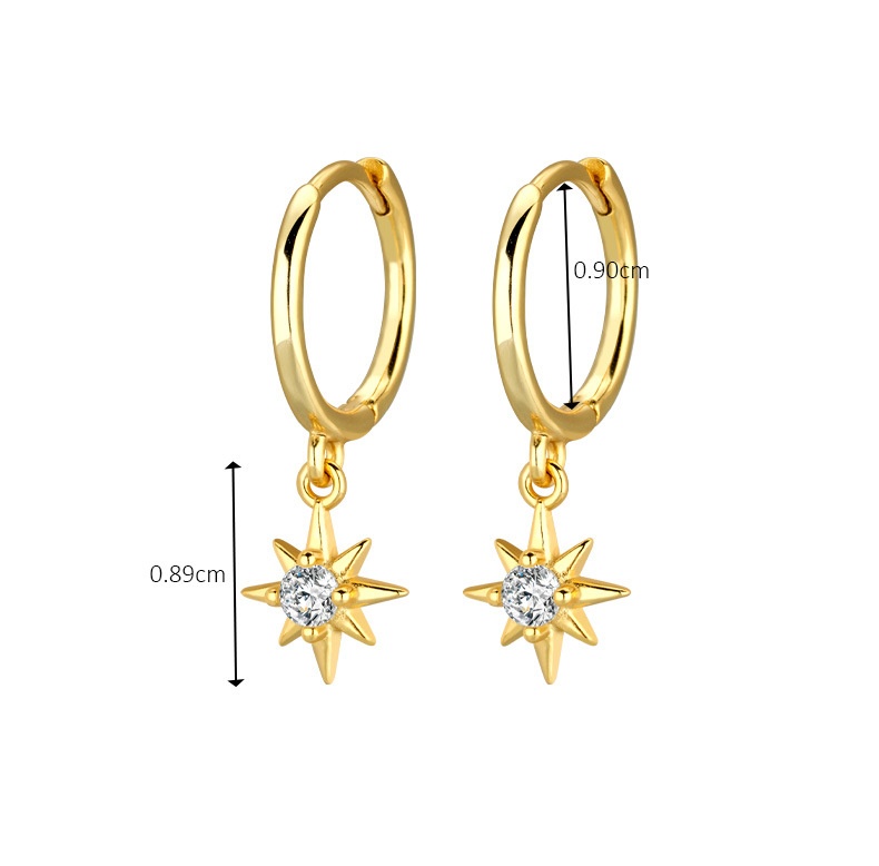 Wholesale 925 Sterling Silver Star Charm Huggie Hoop Earrings Cubic Zirconia Celestial Dangle Earrings Gold Plated Jewelry for Women - Image 6