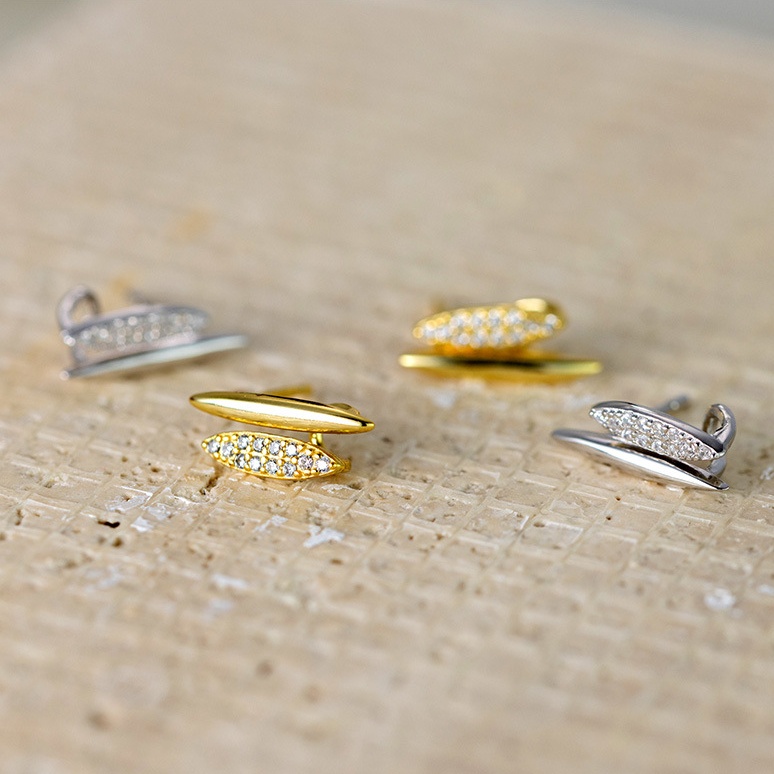 925 Sterling Silver Gold Plated Oval Stud Earrings Pave Cubic Zirconia Geometric Luxury Jewelry for Women
