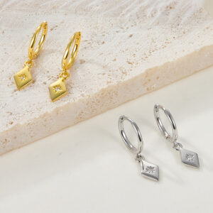 CZ Charm Hoop Earrings
