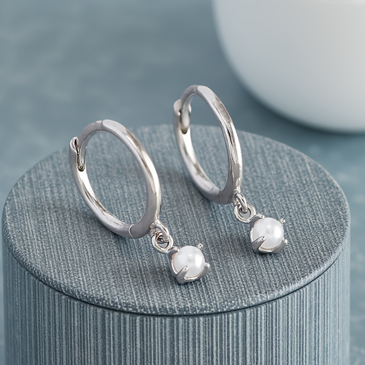 925 Sterling Silver Pearl Hoop Earrings for Women Gold Plated Dainty Huggie Drop Earrings Minimalist Fine Jewelry - Image 6