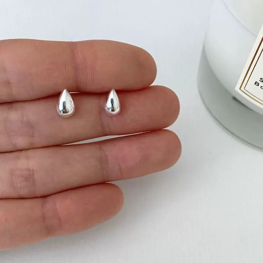 925 Sterling Silver Teardrop Stud Earrings Minimalist Water Drop Earrings Gold Silver Jewelry for Women - Image 6