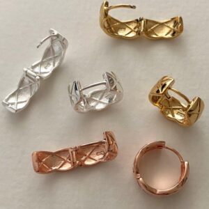Quilted Geometric Hoop Earrings