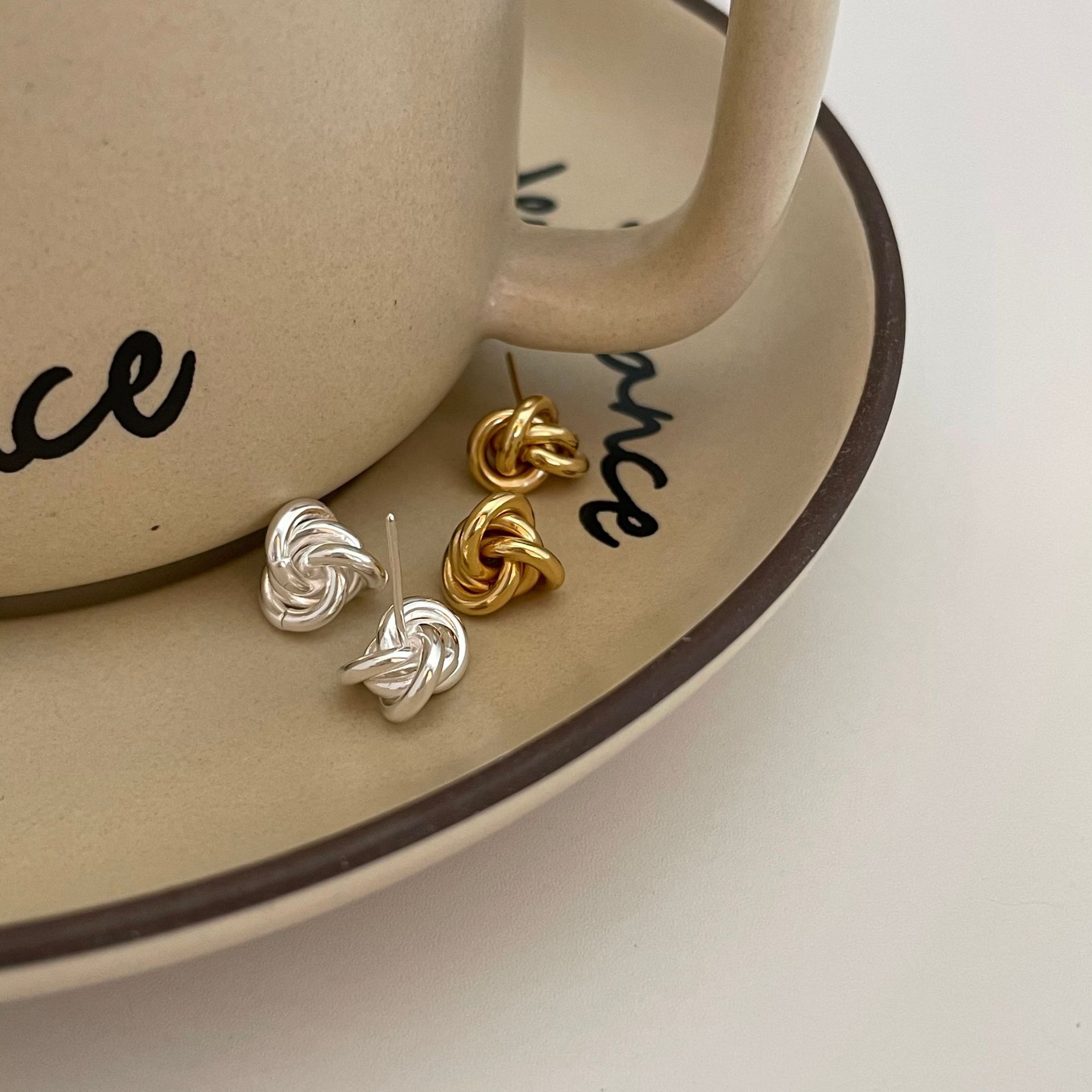 925 Sterling Silver Knot Stud Earrings Gold Plated Love Knot Earrings Minimalist Statement Jewelry Gift for Women