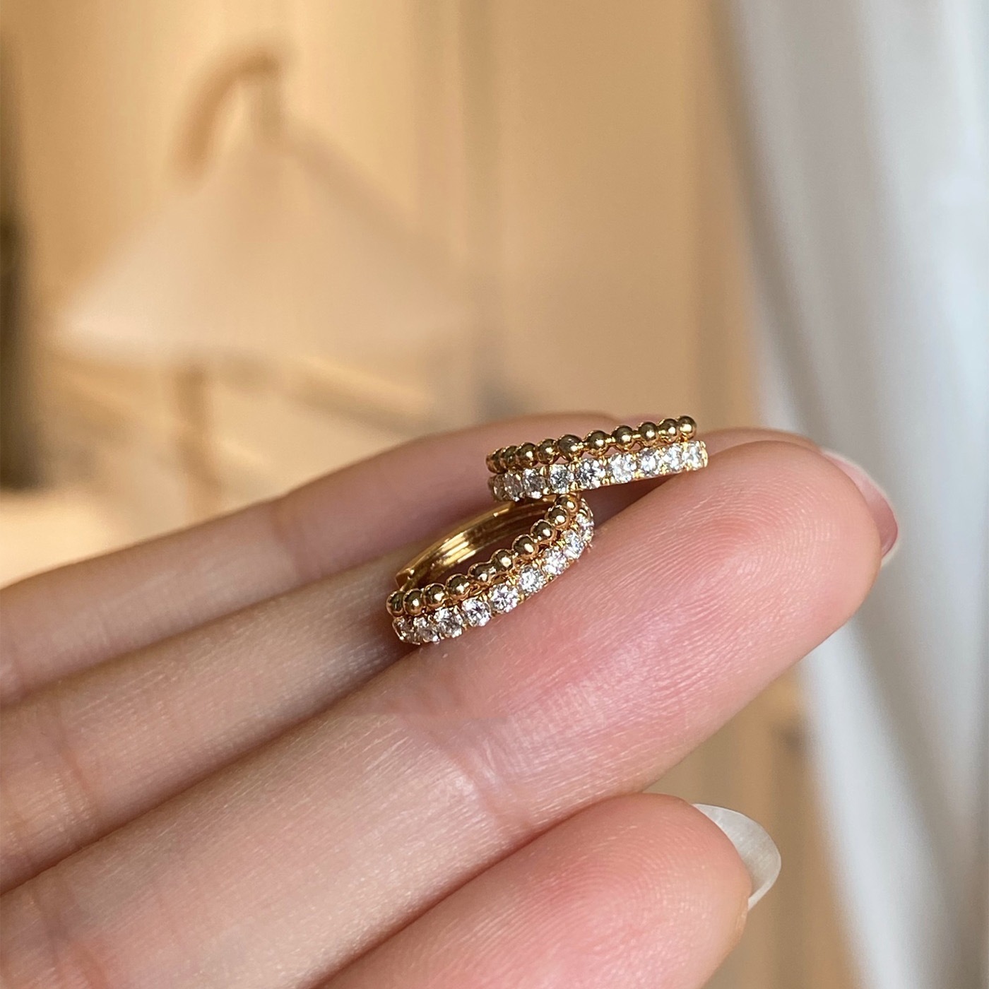 925 Sterling Silver CZ Hoop Earrings Gold Plated Pavé Cubic Zirconia Huggie Earrings Dainty Jewelry for Women