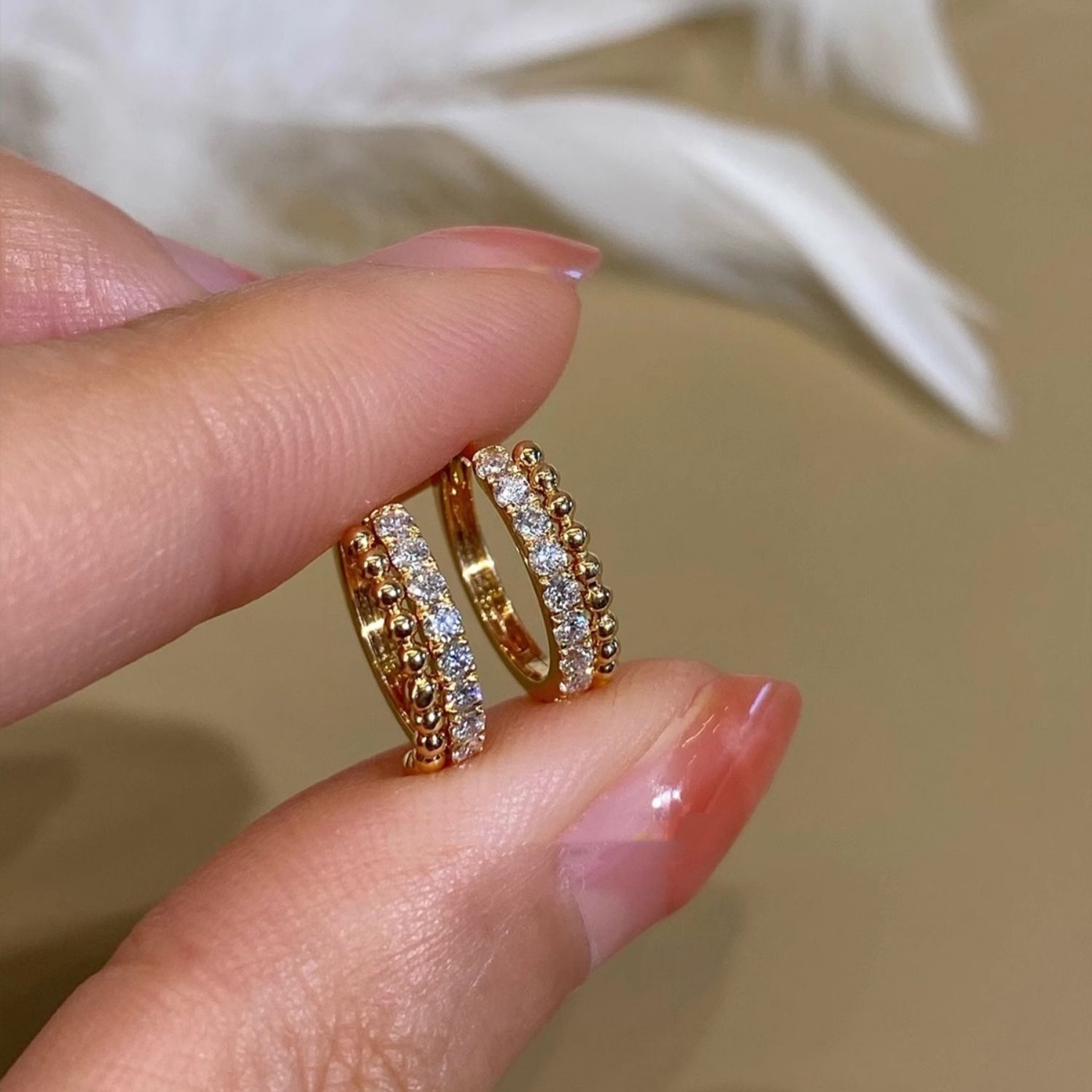 925 Sterling Silver CZ Hoop Earrings Gold Plated Pavé Cubic Zirconia Huggie Earrings Dainty Jewelry for Women - Image 2