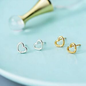 CZ Open Heart Outline Stud Earrings