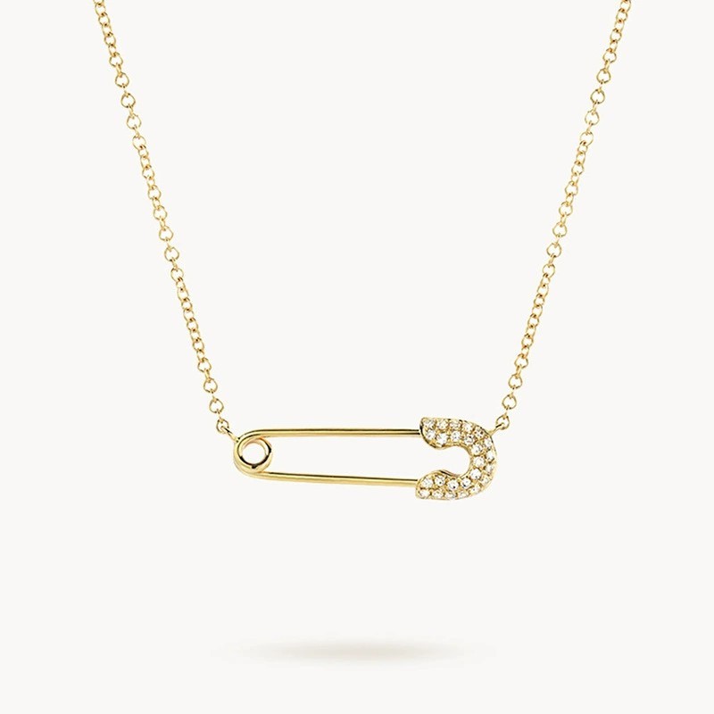 Zircon Safety Pin Necklace