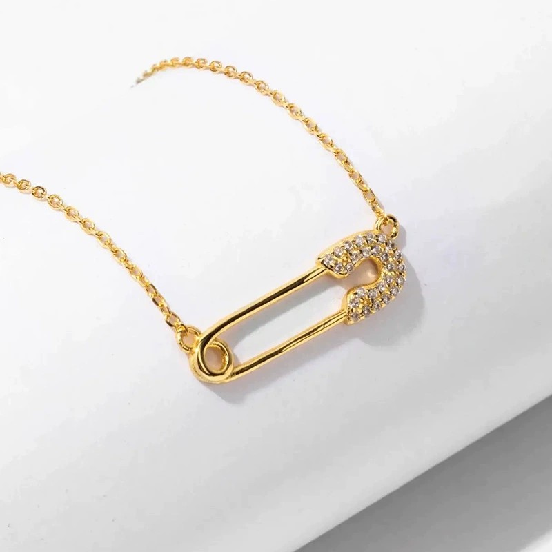 Zircon Safety Pin Necklace - Image 2