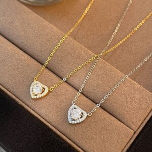 CZ Heart Halo Pendant Necklace