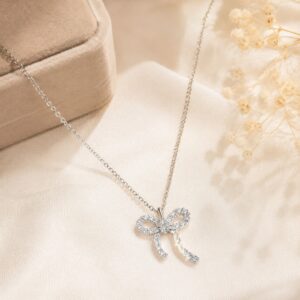 CZ Bow Knot Pendant Necklace